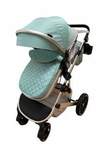 Carucior 3 in 1 T1 , 0-36 luni, transformabil, reversibil,cu roti cauciuc, culoare VERDE - Img 6