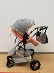 Carucior 3 In 1, T2, Scoica, Landou si Sport, Reversibil Si Cu Suspensii,GRI-ROZ - Img 7