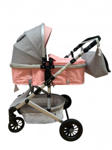 Carucior bebe 2 in 1, 0-36 luni, desene, T7 roz - Img 5