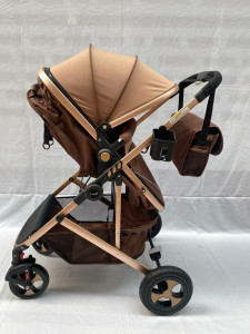 Carucior bebe 2 in 1, pliere cu o singura mana, maro 808 - Img 2
