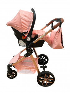 Carucior copii 3 in 1, cu suspensii, reversibil, T9 - roz - Img 7