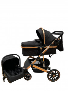 Carucior copii transformabil 3in1, Landou Reversibil, T4, Negru