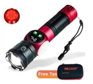 Lanternă puternica cu Zoom In/Out, 9 Moduri de Lumină Puternică, LED + COB, Carcasă din Aluminiu, Husă Gratuită - Img 1