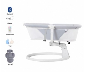 Leagăn electric POPYPAPA, balansoar și pătuț pentru bebeluși, 3 viteze, muzical, cu telecomandă, multicolor, 9kg - Img 7