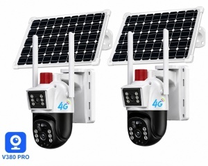 PACHET 2 X Camera de Supraveghere cu Panou Solar slot SIM 4G V380Pro 6MP