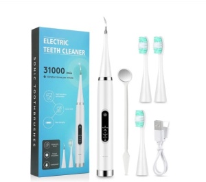 Periuta de dinti electrica, De inalta frecventa, Sonica, Pentru indepartarea tartrului, Multe moduri de curatare, 3 capete inlocuibile, Alb