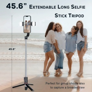 SELFIE STICK CU TELECOMANDA, LED-URI, INALTIME DE 115CM , CONECTARE TELEFON - Img 2
