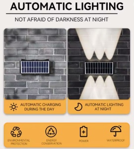 SET 2 LAMPI SOLARE BIDIRECTIONALE CU LUMINA SUS - JOS , 10 LED LUMINA ALB CALD SI RECE - Img 6
