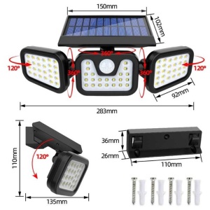 Set 3 x PROIECTOR SOLAR 3 CASETE, 74 LED-uri si senzor de miscare - Img 4