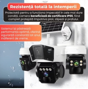 CAMERA DE SUPRAVEGHERE TRIPLA CU PANOU SOLAR, SLOT DE CARTELA 4G, 15MP - Img 6