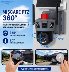 CAMERA SUPRAVEGHERE 2K CU ZOOM OPTIC, CU PANOU SOLAR, 3 LENTILE, 6MP, INTELIGENTA ARTIFICIALAA , SENZOR MISCARE, OKAM PRO - Img 6
