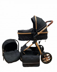 Carucior 3 in 1 Reversibil, cu Suspensii, Geanta Inclusa si Cos Auto, Plabil, T9, Negru - Img 5
