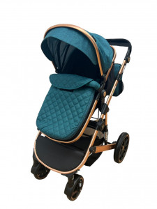 Carucior 3 in 1 T1 , 0-36 luni, transformabil, reversibil,cu roti cauciuc, culoare TURCOAZ