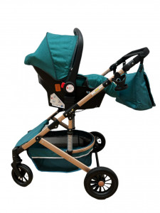 Carucior 3 In 1, T2, Scoica, Landou si Sport, Reversibil Si Cu Suspensii, Verde Inchis - Img 5