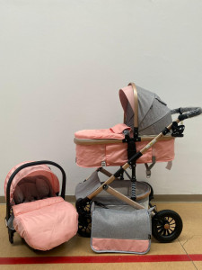 Carucior 3 In 1, T2, Scoica, Landou si Sport, Reversibil Si Cu Suspensii,GRI-ROZ - Img 8
