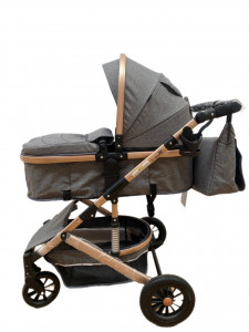Carucior bebe 2 in 1, 0-36 luni, desene, T7 gri