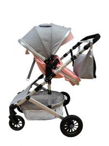 Carucior bebe 2 in 1, 0-36 luni, desene, T7 roz - Img 6