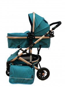 Carucior bebe 2 in 1, 0-36 luni, desene, T7 turcoaz - Img 4