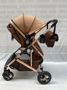 Carucior bebe 2 in 1, pliere cu o singura mana, maro 808 - Img 3