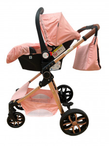 Carucior copii 3 in 1, cu suspensii, reversibil, T9 - roz - Img 8