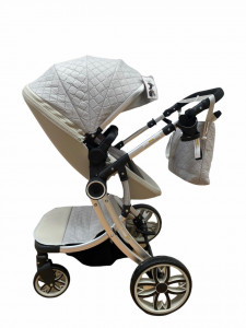 Carucior copii F1 2 in 1, 2 piese, 0-36 luni, crem - Img 2