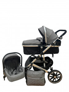Carucior copii transformabil 3in1, Landou Reversibil, T4, Gri
