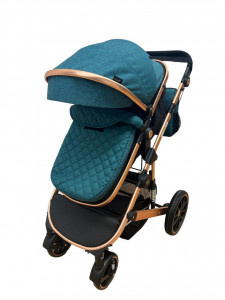 Carucior copii transformabil 3in1, Landou Reversibil, T4, Turcoaz - Img 7