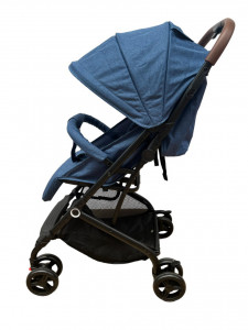 Carucior sport bebelusi, pliere troller, compatibil avion, roti pline, 0-36 luni, albastru - Img 3