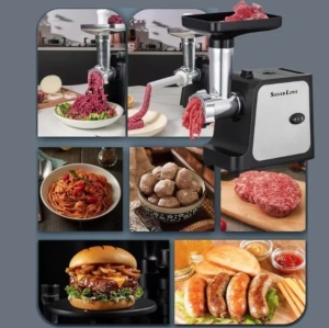 Masina de Tocat Carne Electrica Silver Love MG12-100, Putere 1000W, Functie Reverse, Accesorii Carnati si Kebbe, Cutit Inox, Argintiu - Img 3