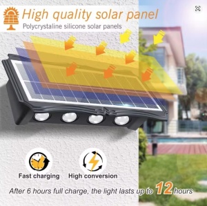 SET 4 LAMPI SOLARE BIDIRECTIONALE CU LUMINA SUS - JOS , 10 LED LUMINA ALB CALD SI RECE - Img 7