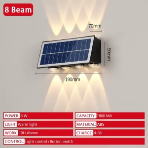 SET 4 LAMPI SOLARE BIDIRECTIONALE CU LUMINA SUS - JOS , 8 LED LUMINA ALB CALD SI RECE - Img 4