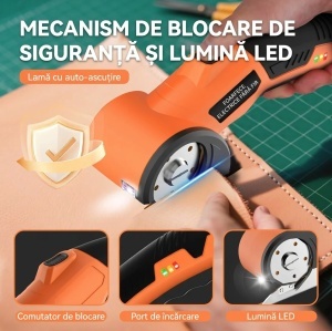 Taietor Electric Carton Fara Fir | Lama Otel Carbon | 6 mm | Blocare Siguranta | 430 g | Portocaliu - Img 6