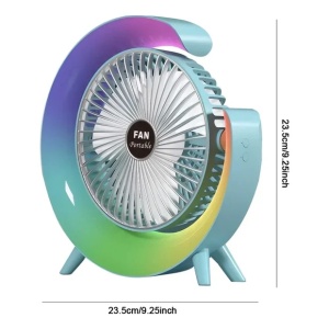 Ventilator portabil de Birou - 3 Viteze, 5 Moduri Luminare RGB, USB-C, 1800 mAh - Img 4