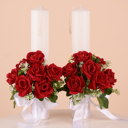 Set Lumanari Nunta "Trandafiri Rosii"