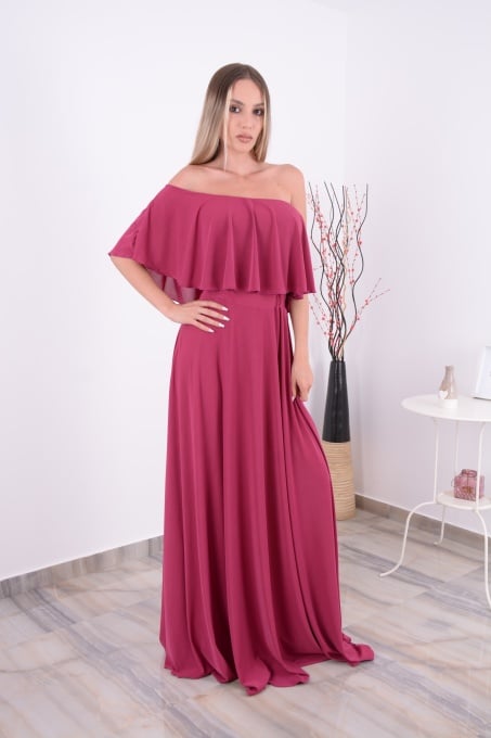 Rochie lunga domnisoare de onoare Eliza Magenta