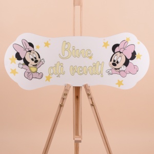 Placuta Botez Galbena "Bine ati venit" cu Minnie Mouse