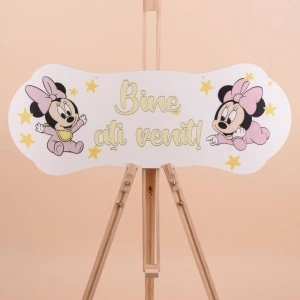 Placuta Botez Galbena "Bine ati venit" cu Minnie Mouse