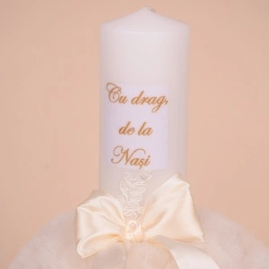 Lumanare Botez Ivoire "Cu drag de la Nasi" - Img 2