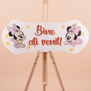 Placuta Botez Rosie "Bine ati venit" cu Minnie Mouse