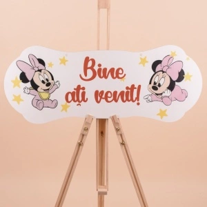 Placuta Botez Rosie "Bine ati venit" cu Minnie Mouse