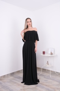 Rochie lunga domnisoare de onoare Eliza Neagra