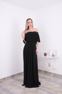 Rochie lunga domnisoare de onoare Eliza Neagra