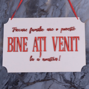 Placuta Hand Made - Bine ati venit - Rosu