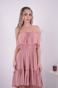 Rochie domnisoare de onoare Bella - Roz Prafuit - Img 2