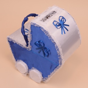 Cutie de Dar pentru Botez - Carucior Albastru - Img 2