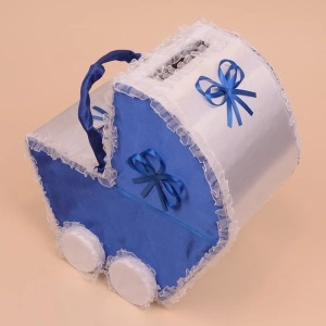 Cutie de Dar pentru Botez - Carucior Albastru - Img 2