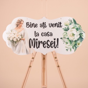 Placuta Mare "Bine ati venit la casa Miresei" - Negru/Verde