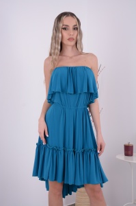 Rochie domnisoare de onoare Bella - Albastru Turcoaz