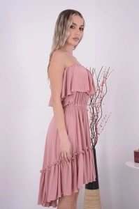 Rochie domnisoare de onoare Bella - Roz Prafuit - Img 4