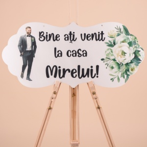 Placuta Mare "Bine ati venit la casa Mirelui" - Negru/Verde
